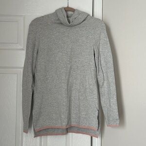 Boden Women's Cowl Neck Heather Grey Pink Trim Lightweight Knit Top Size 4